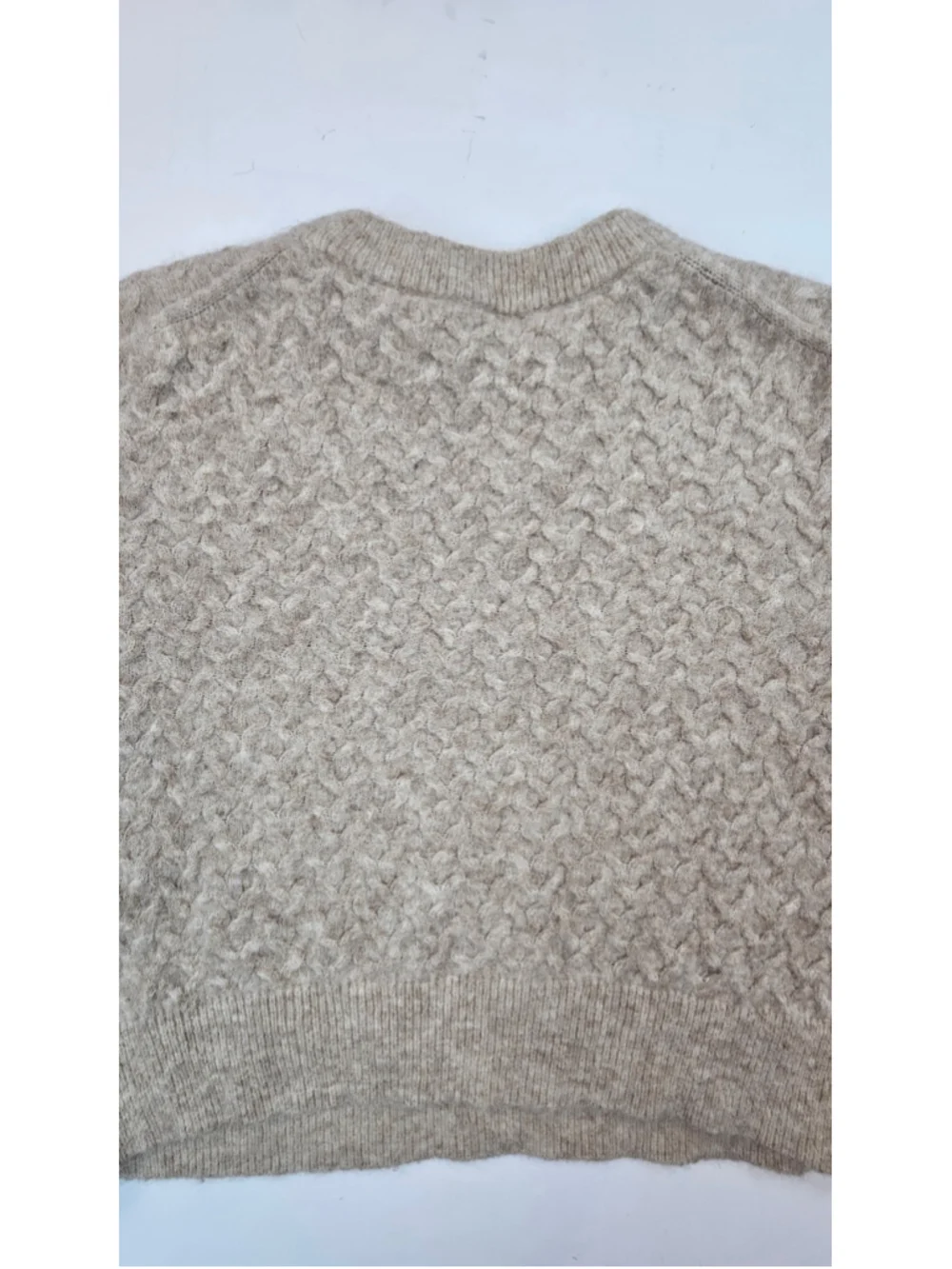Lululemon Alpaca Wool Blend Crosshatch Sweater Women L Beige Cropped Cable Knit